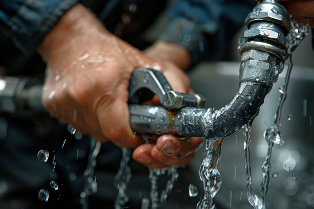 Closeup of a Metal Wrench Being Rinsed Under Running Water