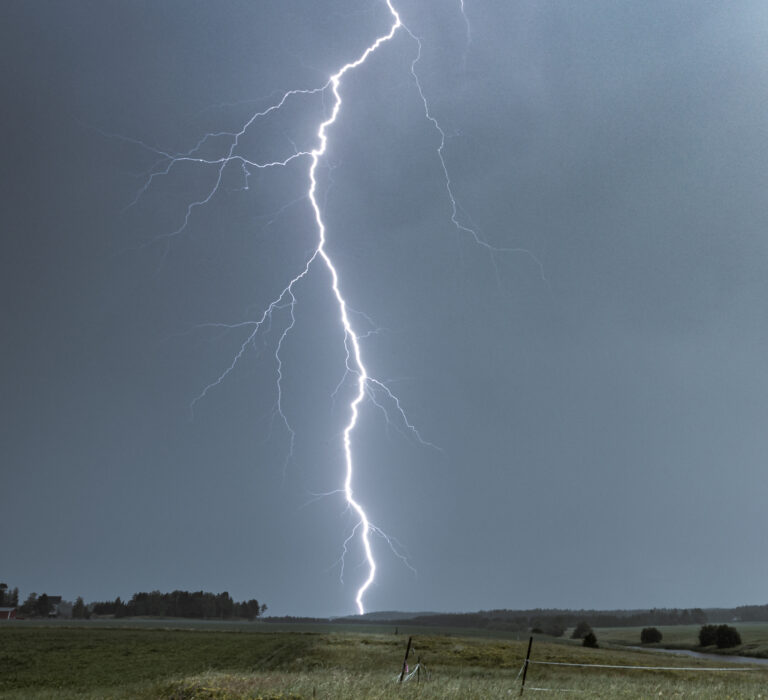 Lightning strike during a thunder storm