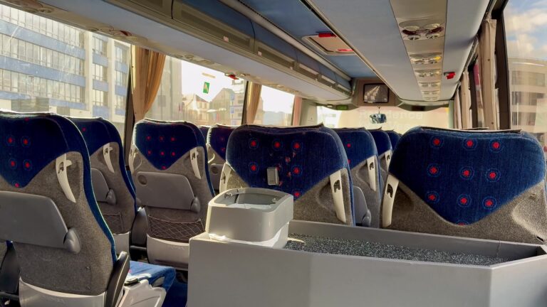 The Comfortable Interior Inside a Modern Bus Provides a Pleasant Experience for Passengers